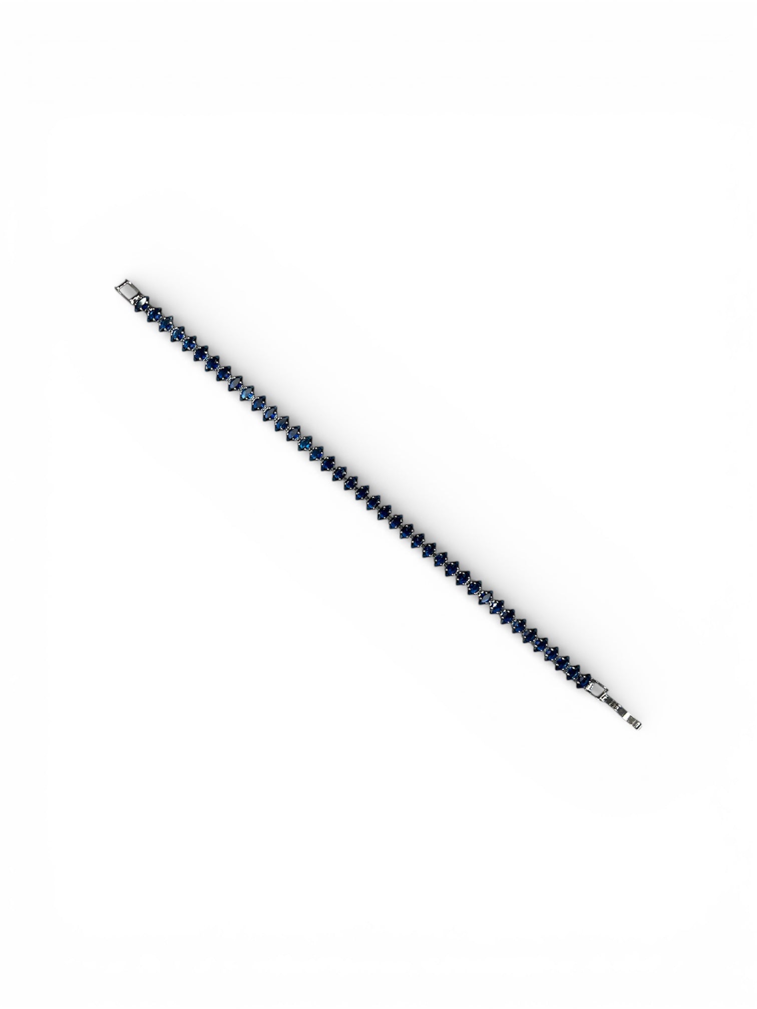 Navy Blue Marquise Cut White Gold Tennis Bracelet