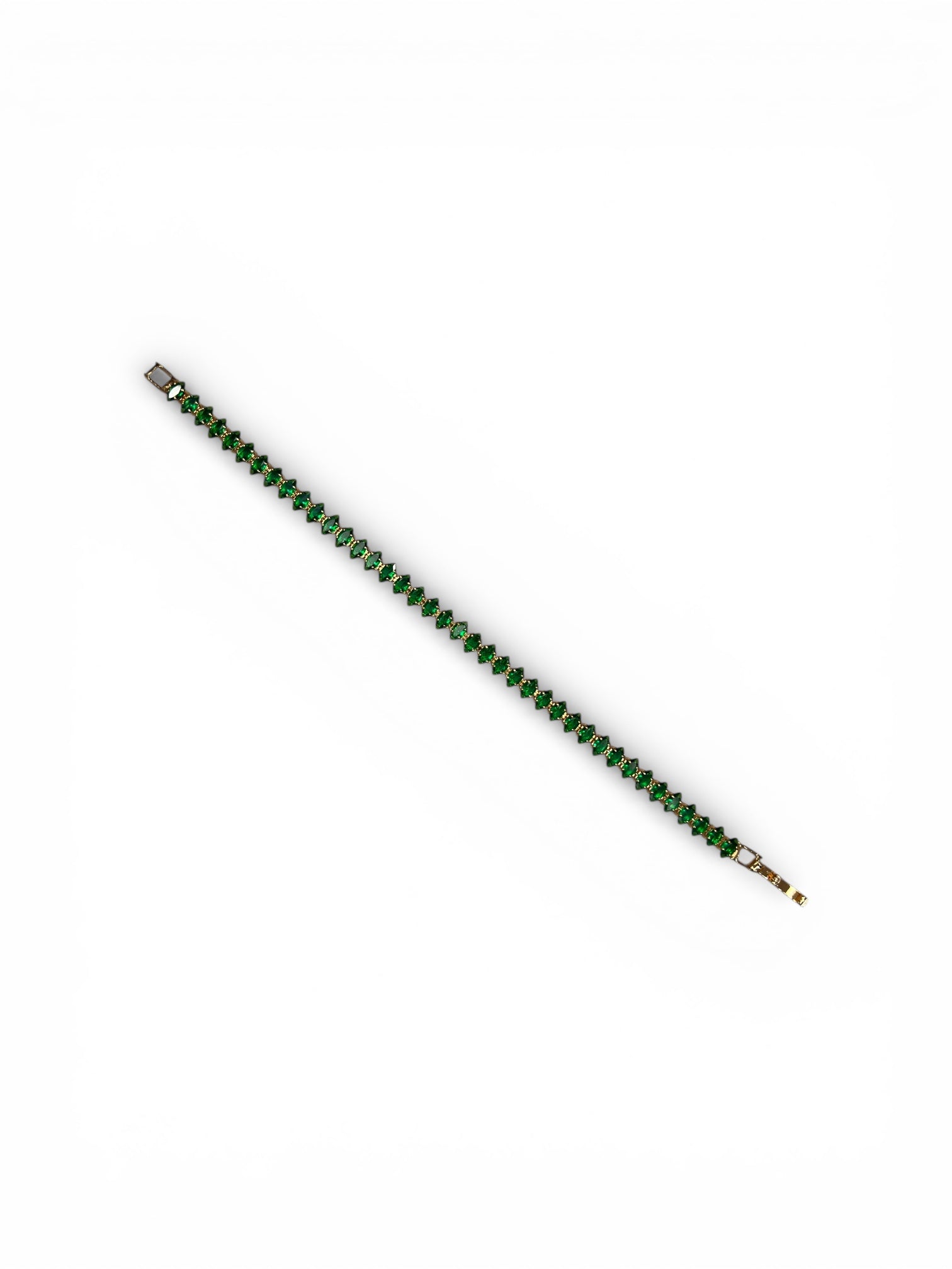 Green Marquise Cut Rose Gold Tennis Bracelet