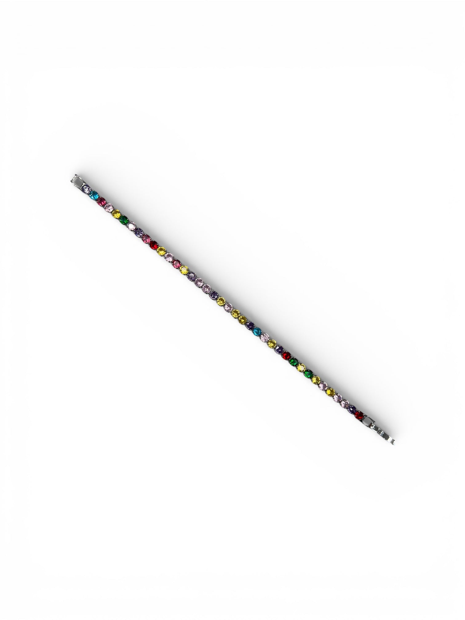 Multi Colored Classic White Gold Tennis Bracelet